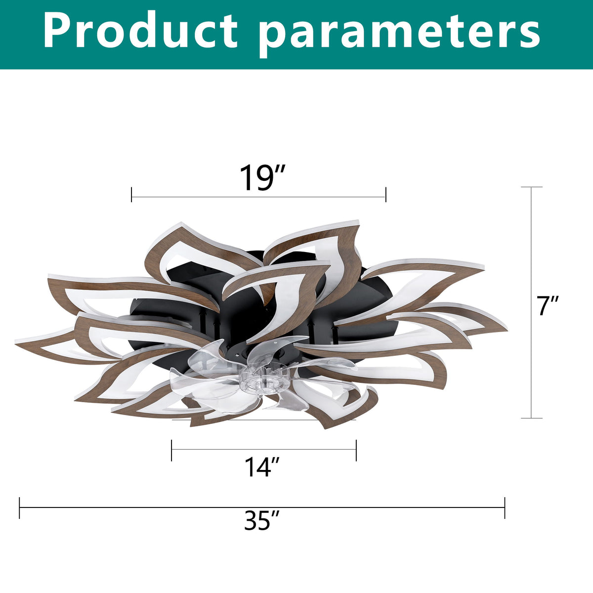 Ceiling Fan With Remote Control And Lights, 6 Speeds, 3 Color Temperatures, Low Profile Flush Mount