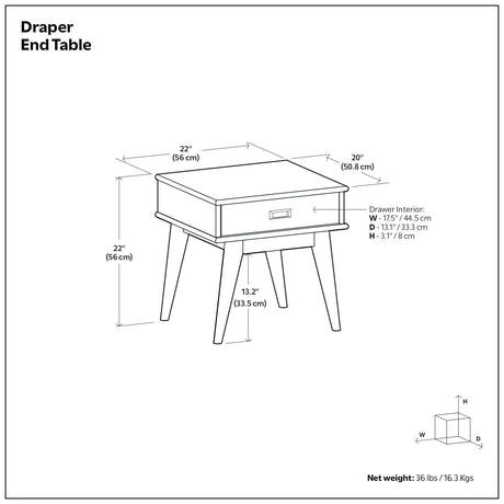 Draper - End Table - White