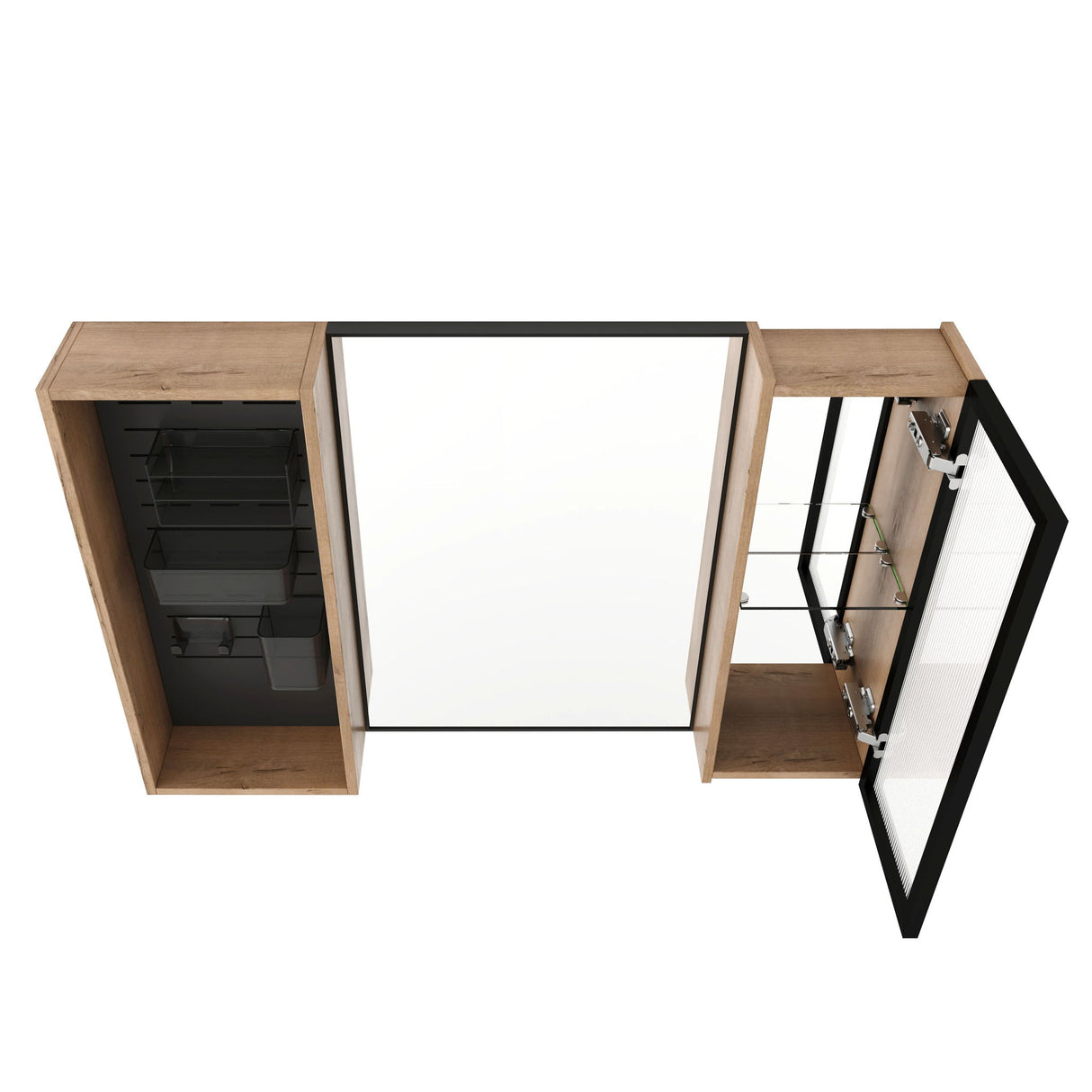 41.6" Wall Mounted Bathroom Cabinet With Adjustable Shelves Storage Cabinet - Imitative Oak