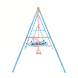 Xns107 - 2 Swing Set With Slide For Outdoor - Blue / Pink