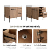 36" Freestanding Bathroom Vanity With Sink, Soft Close Doors & 2 Drawers - Imitative Oak