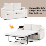 Pull Out Sofa Bed Loveseat With Twin Mattress, Cup Holders And Arm Storage
