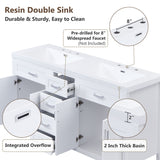 59.1" Minimalist Double Sink Bathroom Vanity With Top, Soft Close Doors & Drawers - White