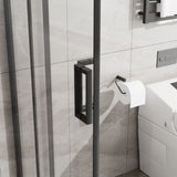 Corner Sliding Shower Door And Shower Base Combo Kit (No Drain Kit) - Matte Black