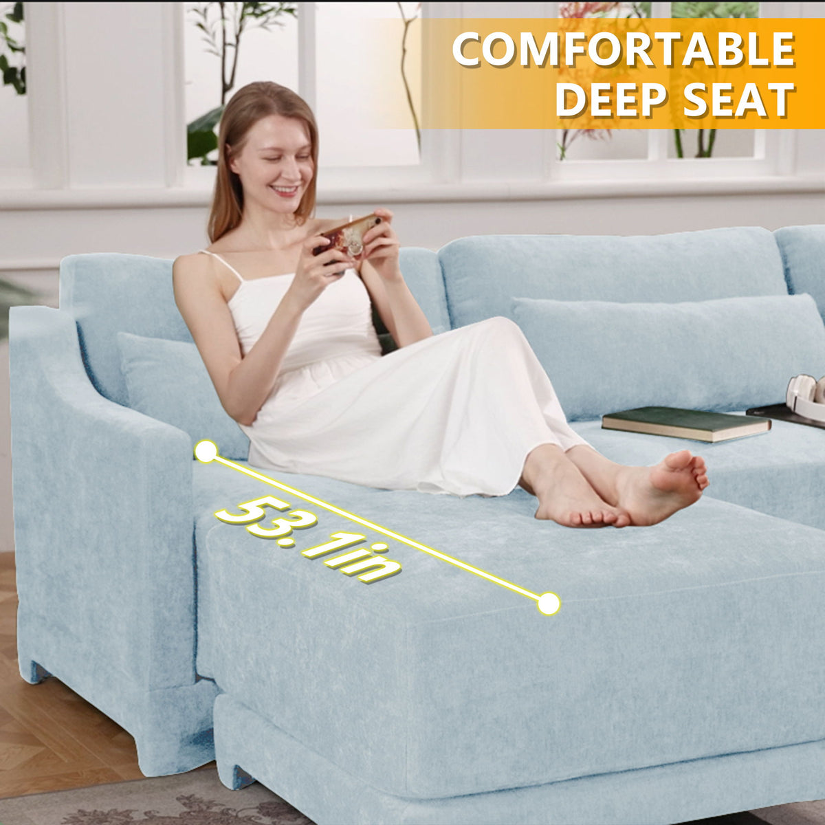 Elegant Sofa With Ergonomic Design And Lumbar Pillows