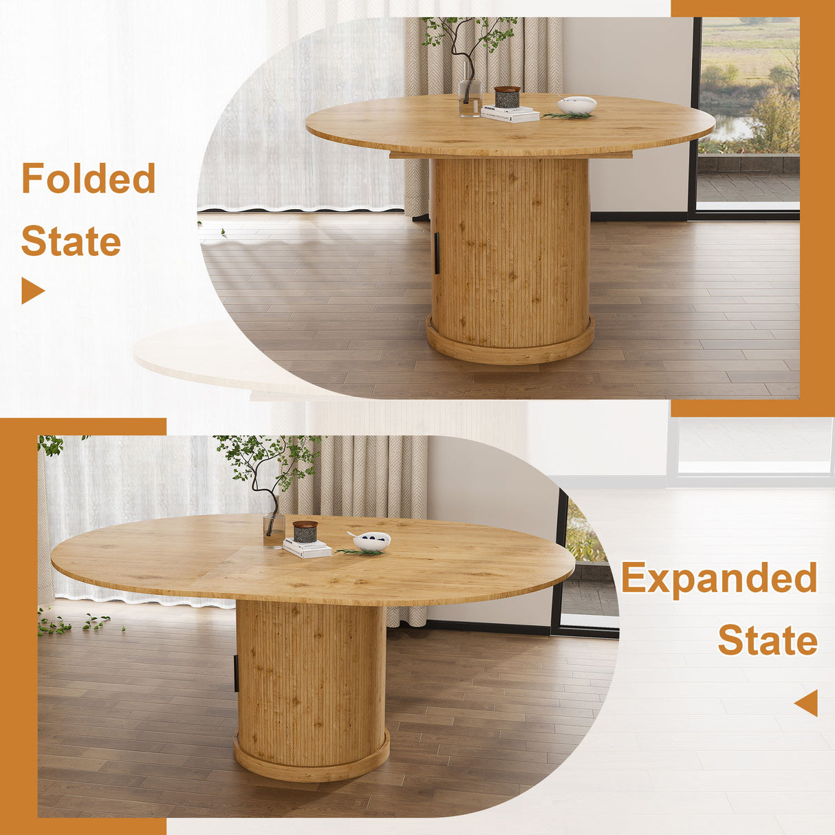 Extendable Oval Dining Table With 2 Tier Storage - Oak