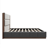Modern Upholstered Platform Bed With Extended Headboard