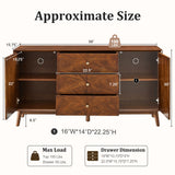 Sideboard Buffet Cabinet With 3 Drawers And 2 Storage Cabinets - Walnut