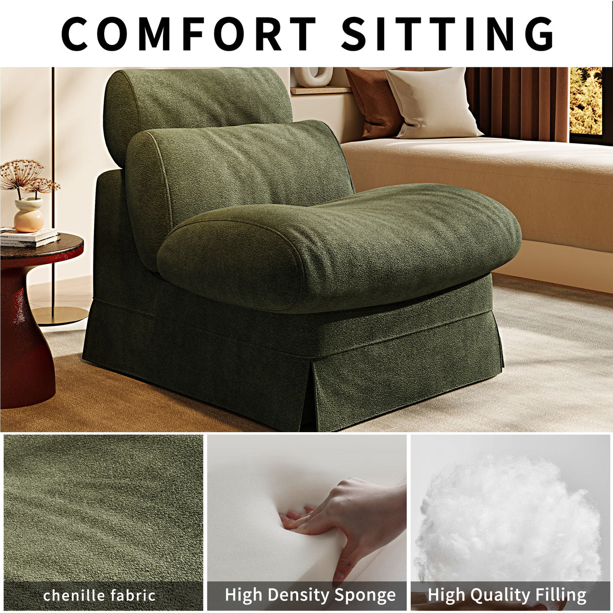 Accent Chair, Soft Medium Firm Upholstery For Living Room