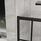 Corner Shower Enclosure Double Sliding Door & Shower Base - Matte Black