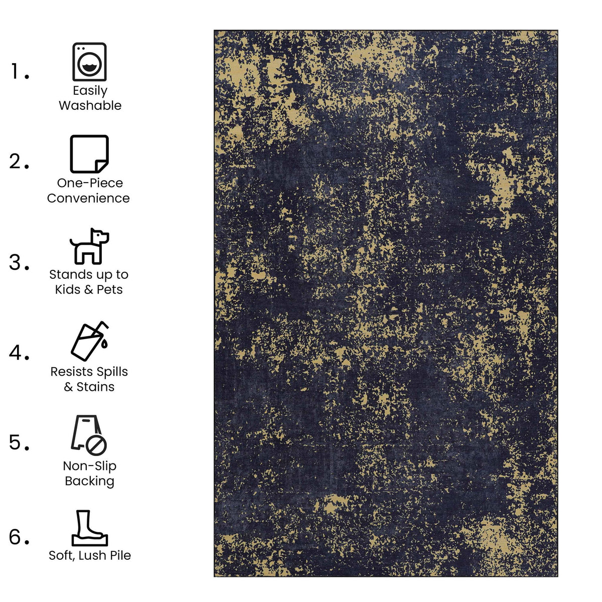 Maval - Stunning Area Rug, Washable