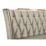 Mika - LED Upholstered Bed With Tufted Wingback Headboard And Ambient Lighting