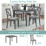 5 Piece Dining Table Set With 4 Chairs For Kitchen - Gray