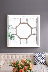 Antique Style Decorative Square Wall Mirror With Mirrored Frame, Wall Decor For Living Room Entryway, Console Lean Against Wall - Silver - Wall Mirrors - Alpine Outlets