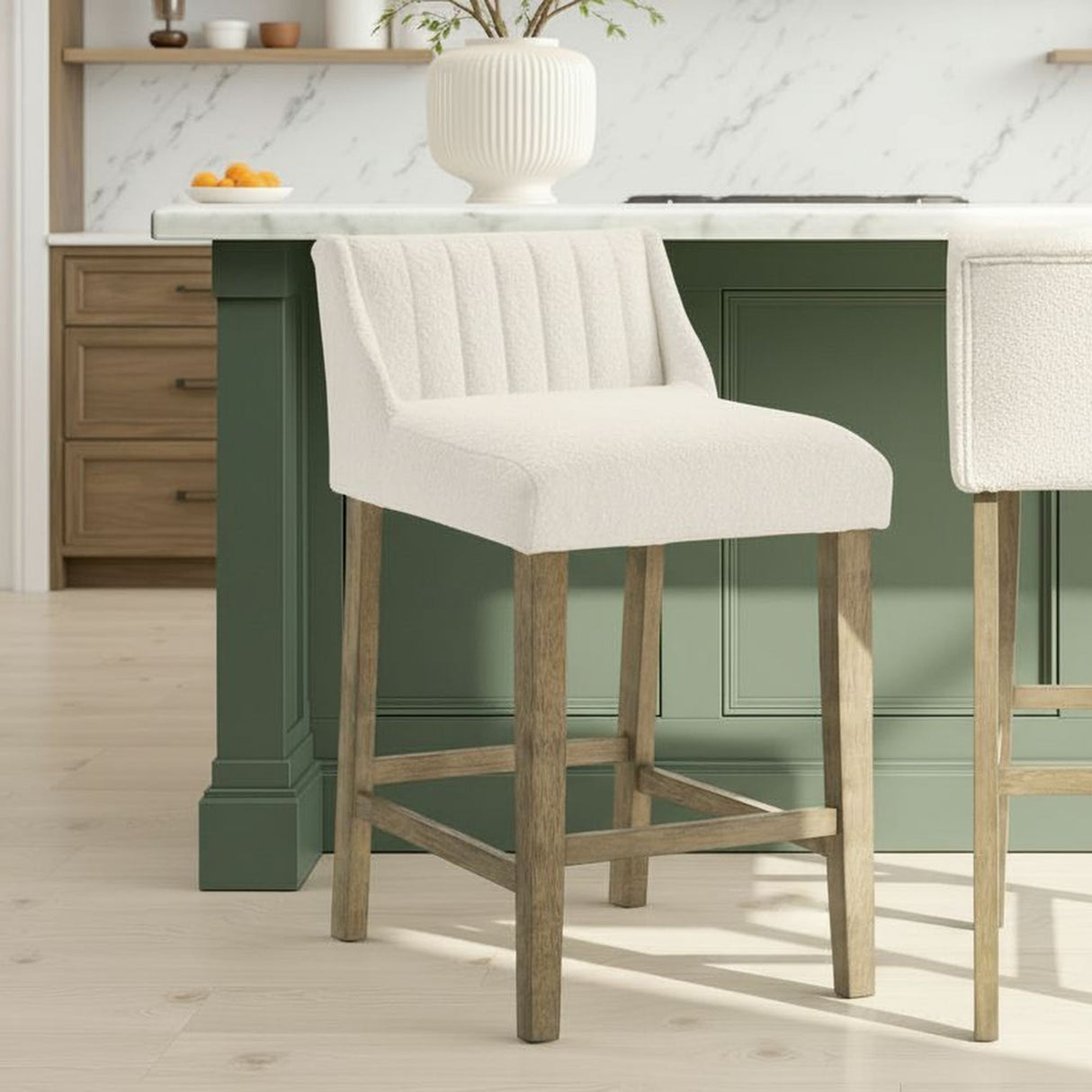 Fauna - Modern Transitional Wood Counter Height Kitchen Bar Stool