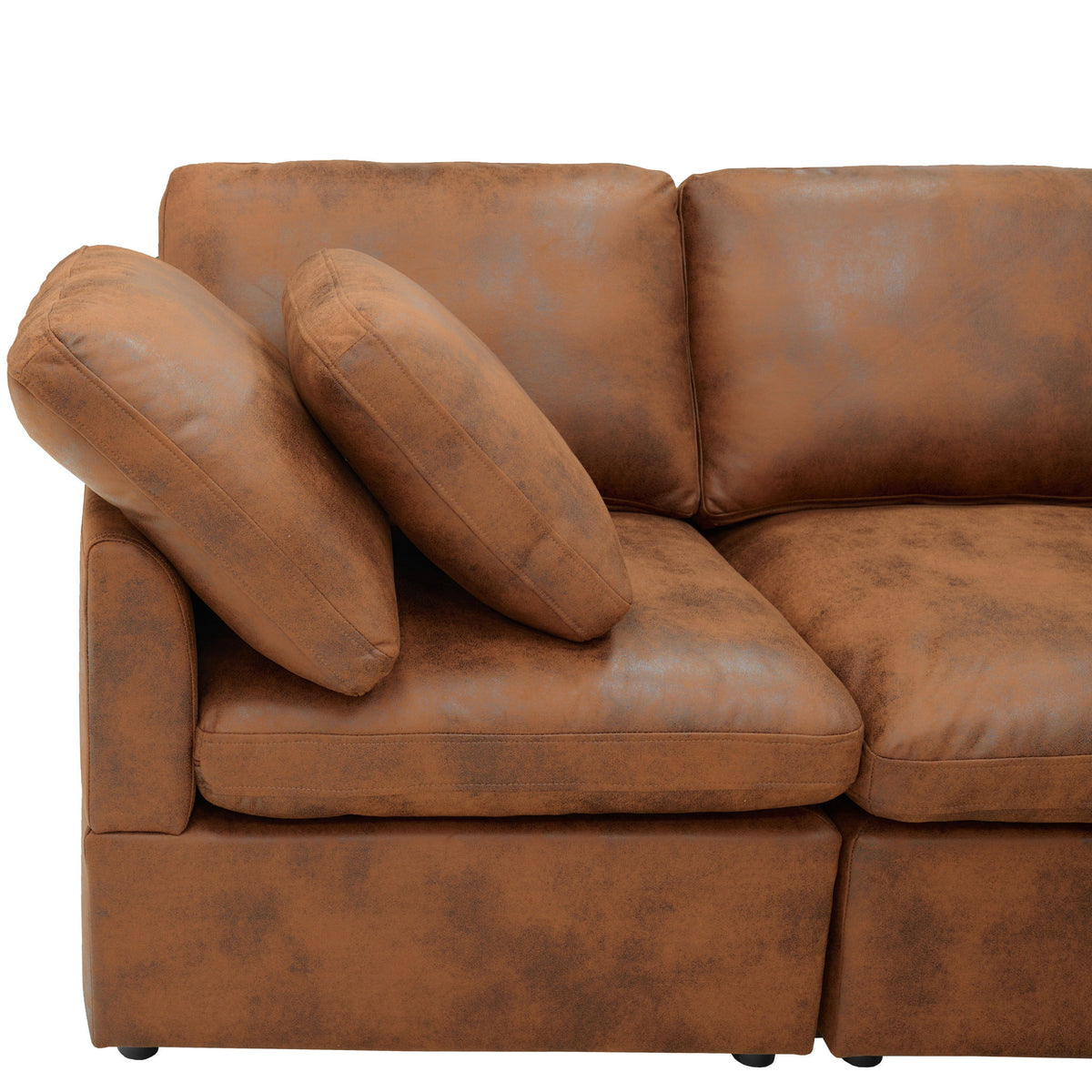 Modular Cloud Sectionals Sofa, Freely Configurable Corner - Light Brown
