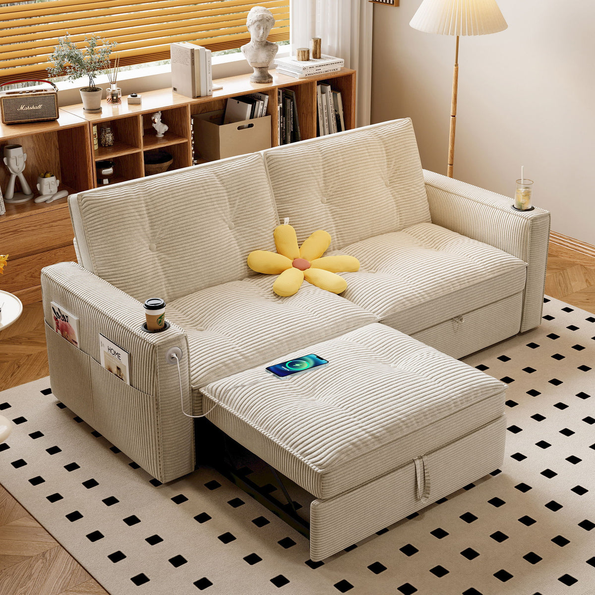 2 In 1 Convertible Sofa Bed For Living Rooms
