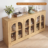 Modern Arched Glass Sideboard With 6 Doors, Buffet Cabinet With Storage And Adjustable Shelves