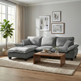 Modular Sectional Sofa With Movable Ottoman & Pillows