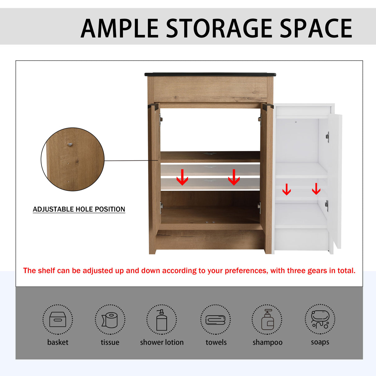 Freestanding Bathroom Vanity & Sink And Storage Cabinets, Soft Closing Doors