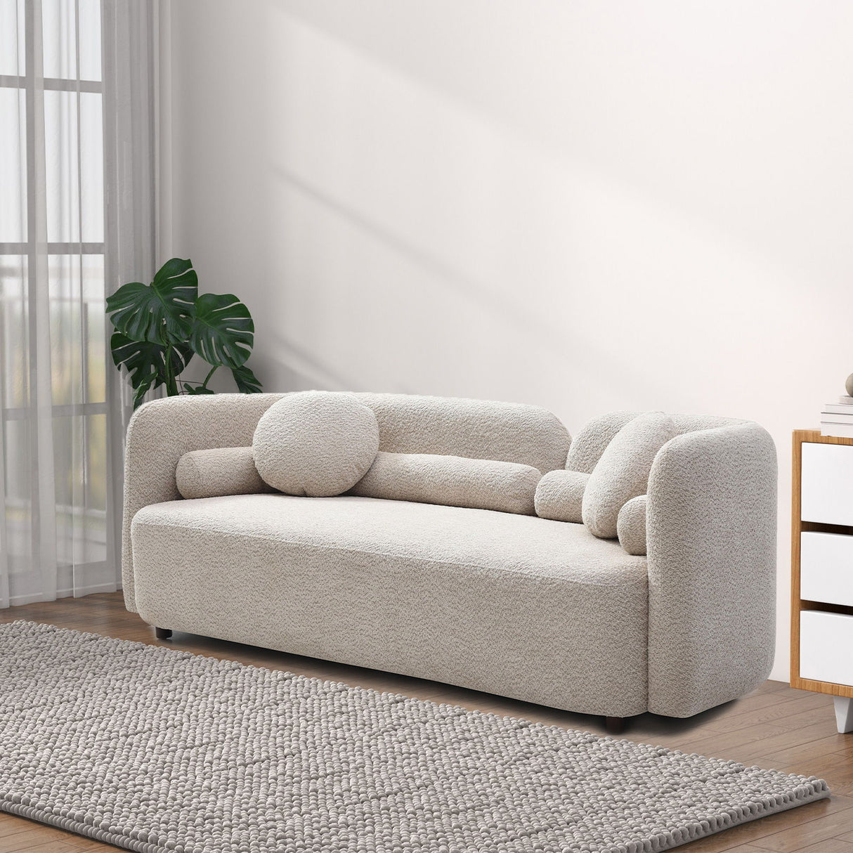 2 Seater Sofa Couch For Living Room - Light Beige