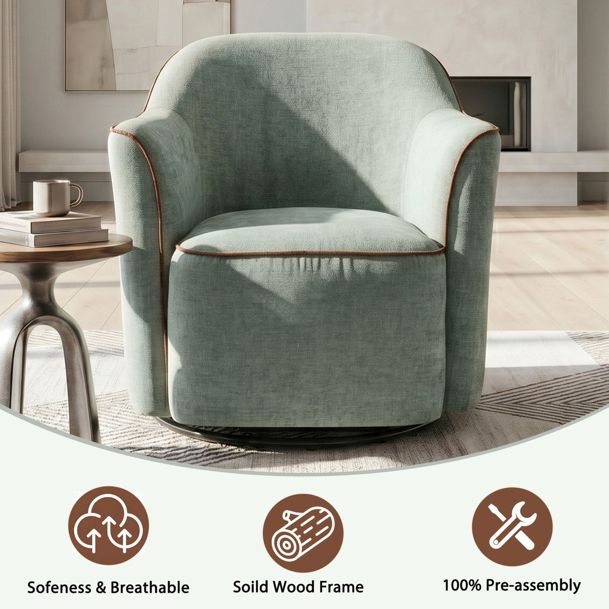 360° Swivel Accent Chair With Flared Arms