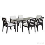 Verona - Dining Outdoor 7 Pieces Set - Dark Espresso / Gray / Off White