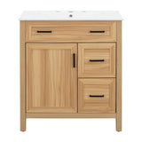 Bathroom Vanity With Sink, 2 Soft Close Drawers, 1 Soft Close Door, Adjustable Shelf