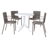 4 Modern Stackable Plastic Armchair Matched With Round Table