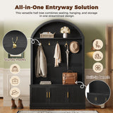 Arched Top Hall Tree With 5 Hooks