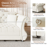 Oversized Chesterfield Pull Out Sofa Bed, Roll Arm Couch With Flower Tufting For Living Room