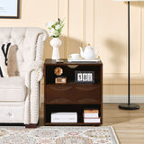 Nightstand With USB Ports & Outlet Hole, End Table With Drawer