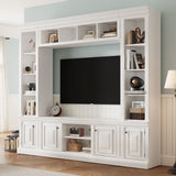 TV Stand With Hutch, Large Entertainment Center With Adjustable Shelves