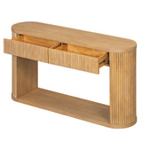 Oval Fluted Console Table With 2 Drawers And Bottom Shelf