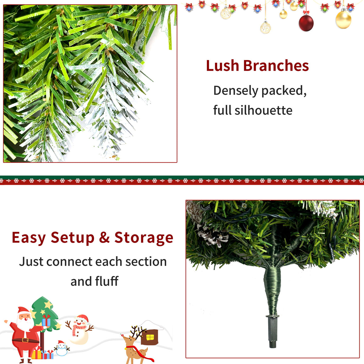 Pre Lit Artificial Christmas Tree Set With LED Lights, 3 Piece Garland And Entrance Trees, Warm Lighting, Indoor Use Only - Green