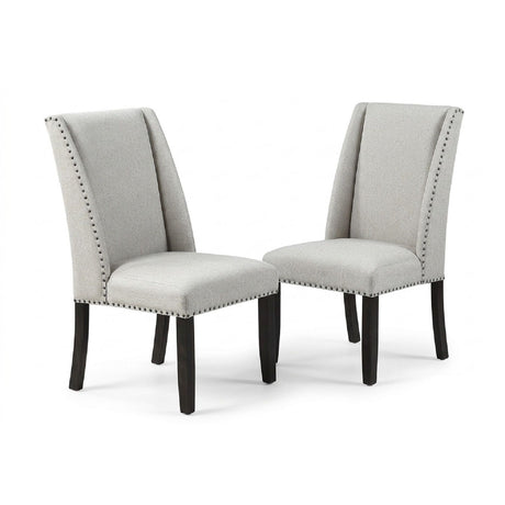 Upholstered Wingback Dining Chairs With Nailhead Trim (Set of 2) - Antique Black