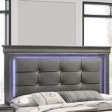 Bed With Square Button Tufting And LED Lights
