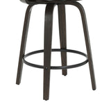Daxton - Swivel Counter Height Round Back Wood Bar Stool With Faux Leather Seat