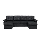 Convertible Sectional Sofa Bed With Pull Out Sleeper And Storage