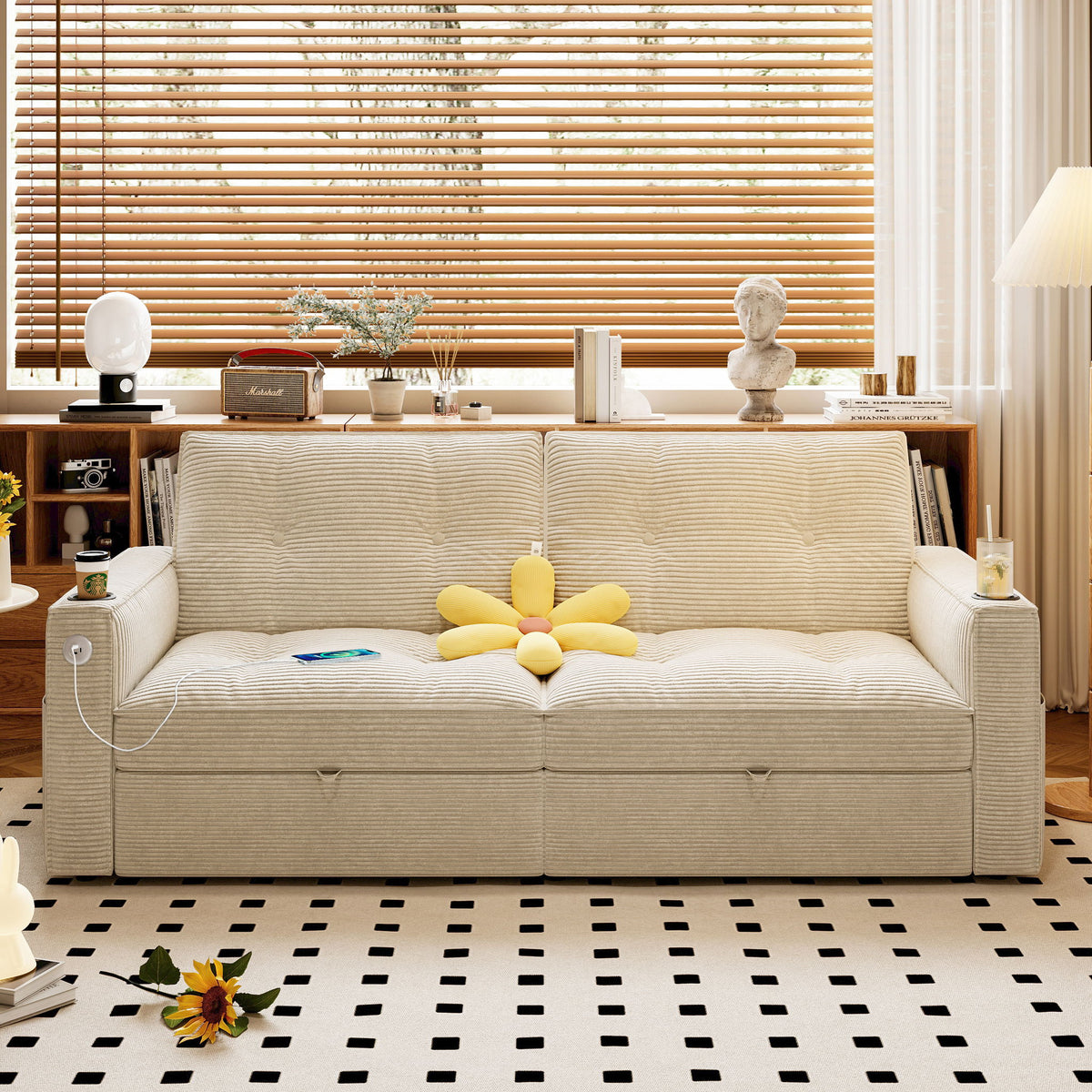 2 In 1 Convertible Sofa Bed For Living Rooms