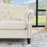 2 Seater Chesterfield Sofa With Rolled Arms And Nailhead Trim For Living Room