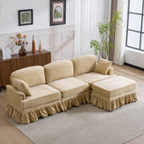 Cloud Sofa With Removable Ruffled Skirt With Ottoman And Flared Arms
