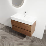 Wall Mounted Bathroom Vanity And Sink, 2 Soft Close Drawers