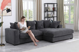 Naomi - 3 Piece Upholstered Sectional - Dark Gray
