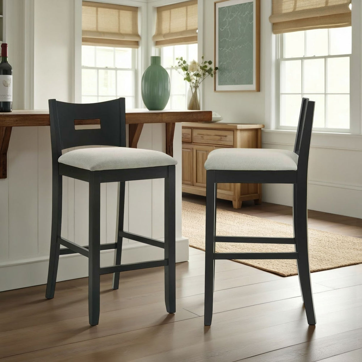 Ren - 30" Bar Height Rubberwood Barstool