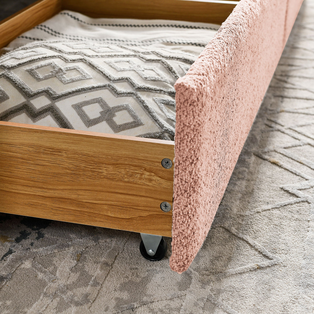 Upholstered Daybed & 2 Drawers