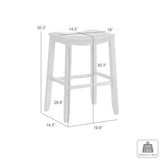 Iyani - Coastal Modern Wood Bar Height Kitchen Bar Stool