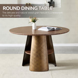 Round Dining Table - Reddish Brown / Walnut