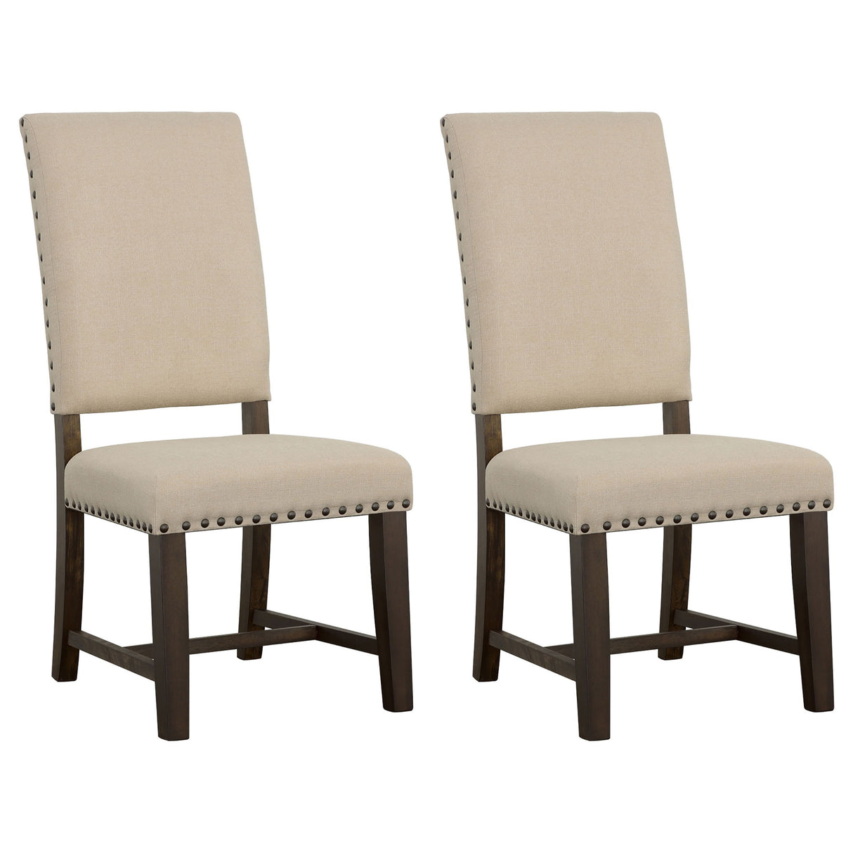 Upholstered Side Chair With Nailhead Accents (Set of 2) - Beige