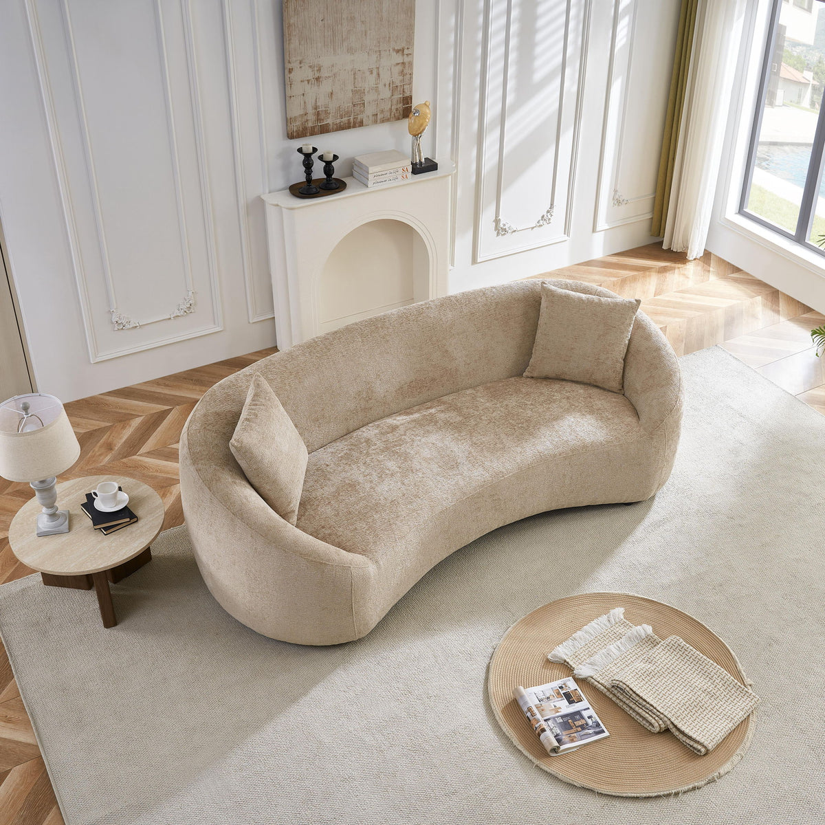 Curved 3 Seater Sofa, Long Living Room Couch